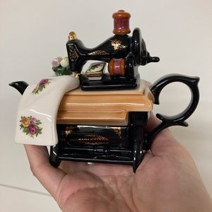 Royal Albert Old Country Roses Sewing Machine Miniature Teapot!